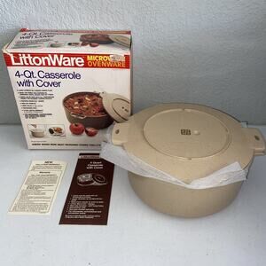 Vintage LittonWare Microwave Ovenware 4 Qt Casserole Cookware Dish Lid A5025 NEW